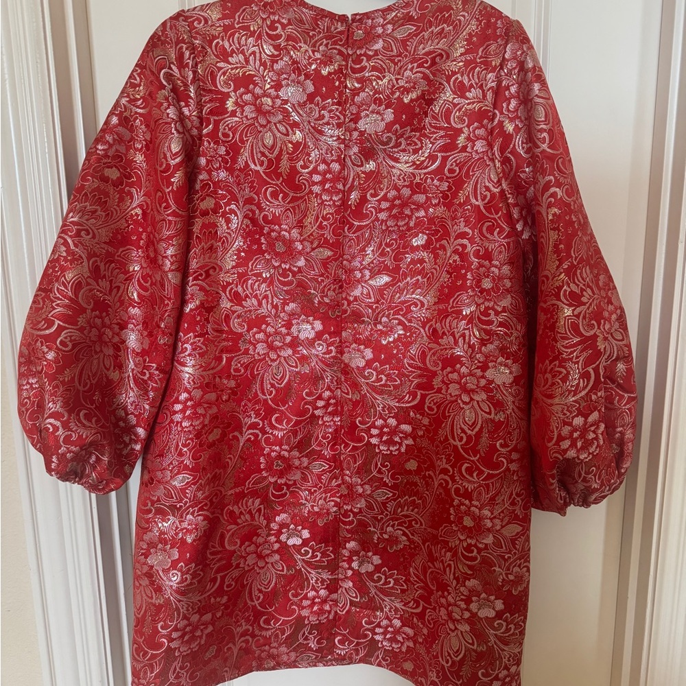 Tuckernuck Elegant Floral Red Long Sleeve Dress - Picture 4 of 5
